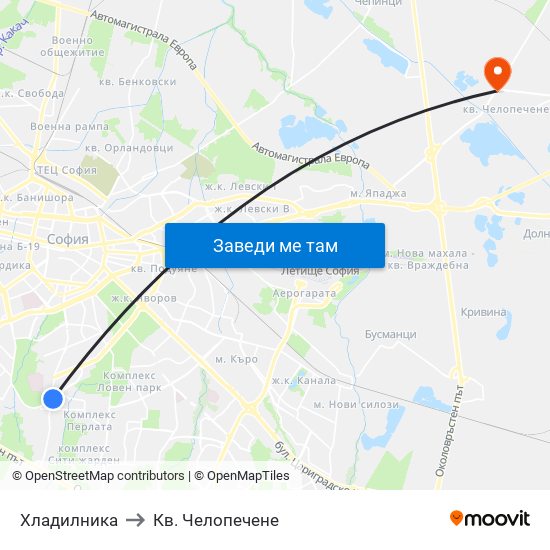 Хладилника to Кв. Челопечене map