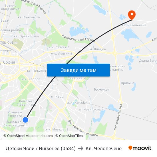 Детски Ясли / Nurseries (0534) to Кв. Челопечене map