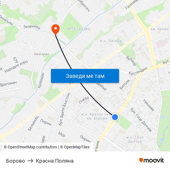 Борово to Красна Поляна map