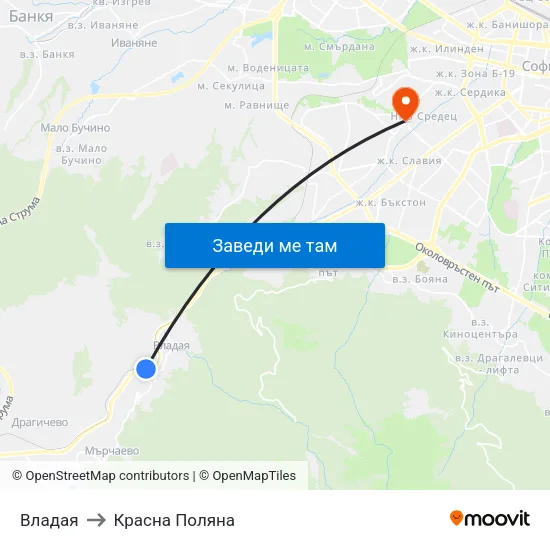 Владая to Красна Поляна map