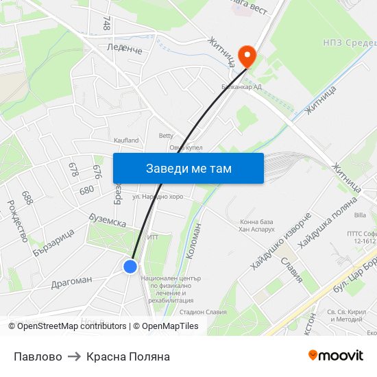 Павлово to Красна Поляна map