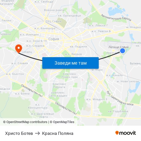 Христо Ботев to Красна Поляна map