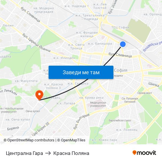 Централна Гара to Красна Поляна map