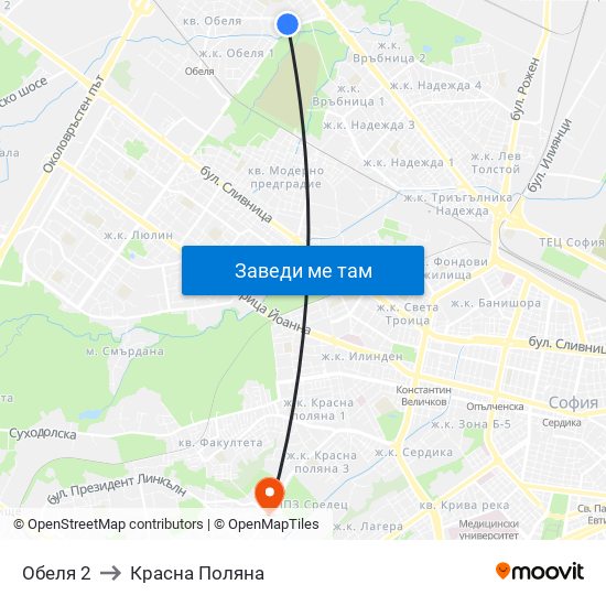 Обеля 2 to Красна Поляна map