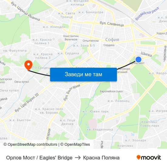 Орлов Мост / Eagles' Bridge to Красна Поляна map