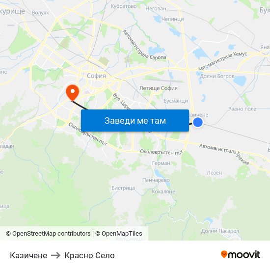 Казичене to Красно Село map