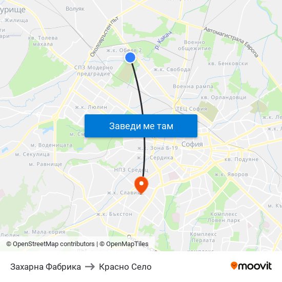Захарна Фабрика to Красно Село map