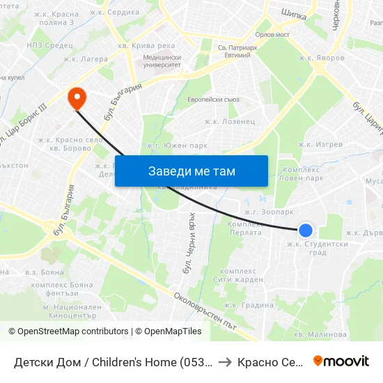 Детски Дом / Children's Home (0530) to Красно Село map