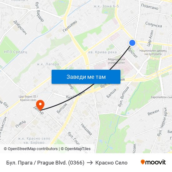 Бул. Прага / Prague Blvd. (0366) to Красно Село map