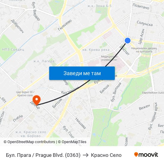Бул. Прага / Prague Blvd. (0363) to Красно Село map