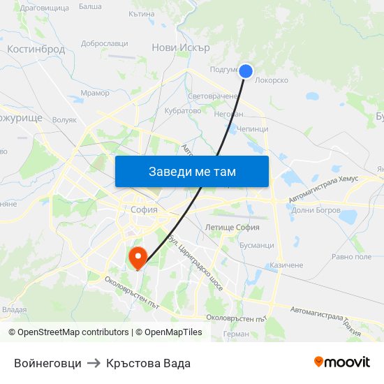 Войнеговци to Кръстова Вада map