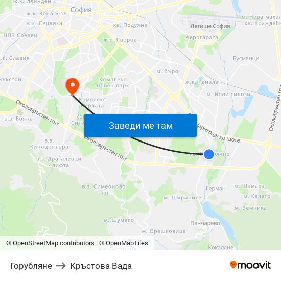 Горубляне to Кръстова Вада map