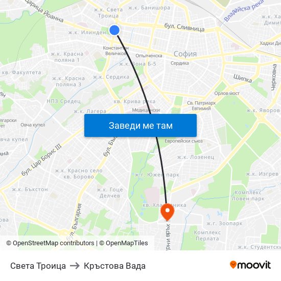 Света Троица to Кръстова Вада map