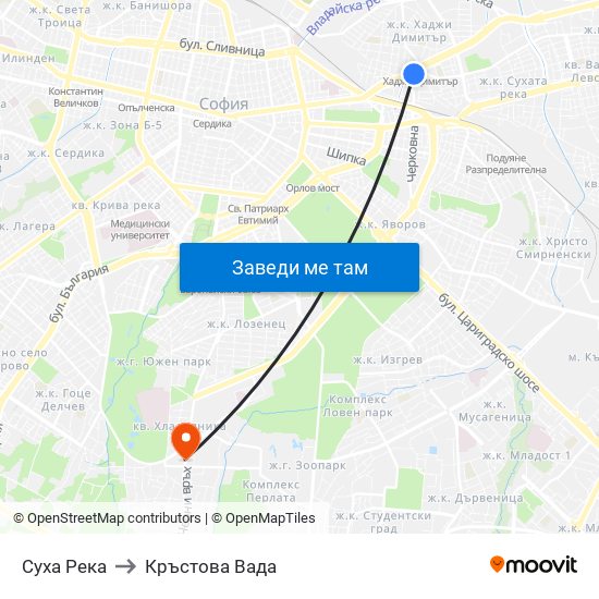 Суха Река to Кръстова Вада map