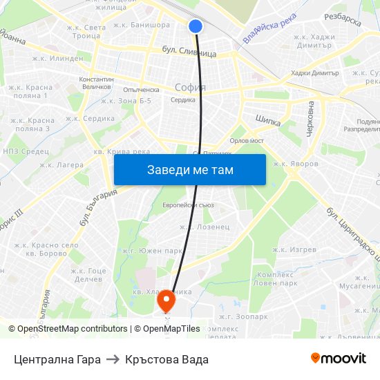 Централна Гара to Кръстова Вада map