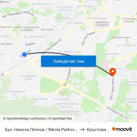 Бул. Никола Петков / Nikola Petkov Blvd. (0350) to Кръстова Вада map