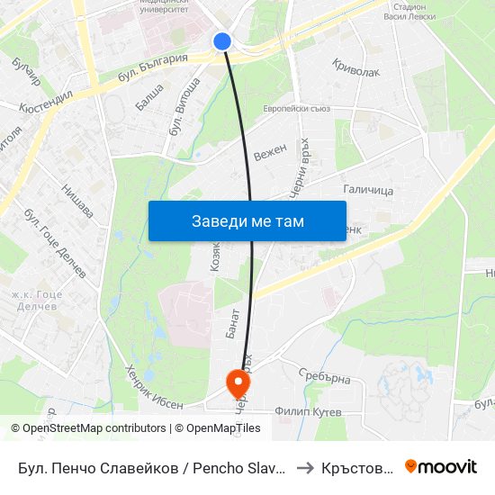 Бул. Пенчо Славейков / Pencho Slaveykov Blvd. (0356) to Кръстова Вада map