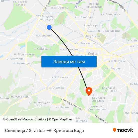 Сливница / Slivnitsa to Кръстова Вада map