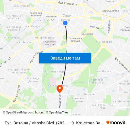 Бул. Витоша / Vitosha Blvd. (2825) to Кръстова Вада map