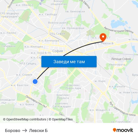 Борово to Левски Б map