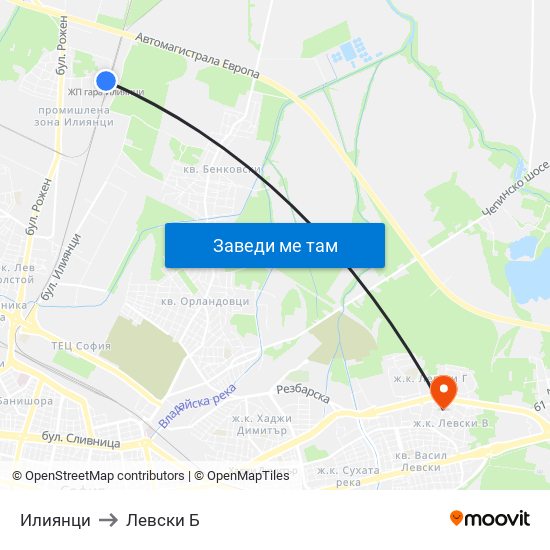 Илиянци to Левски Б map