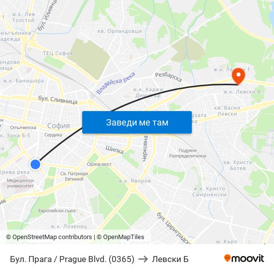 Бул. Прага / Prague Blvd. (0365) to Левски Б map