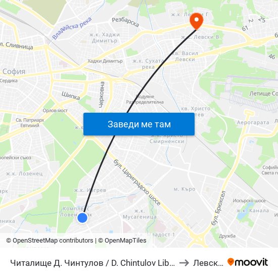 Читалище Д. Чинтулов / D. Chintulov Library (2365) to Левски Б map