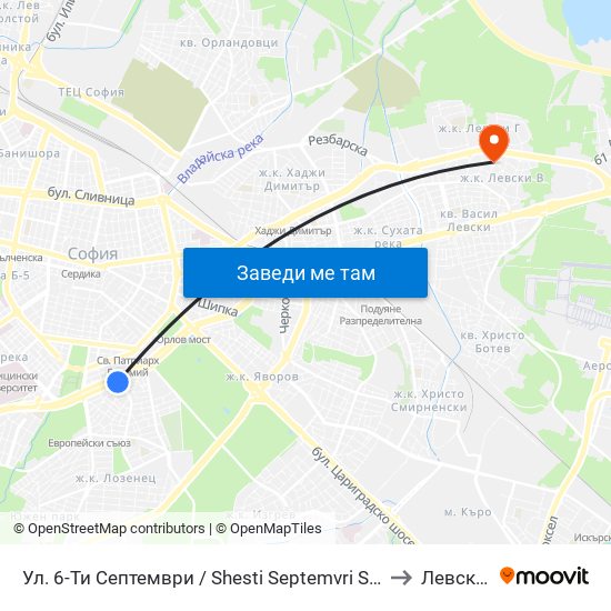 Ул. 6-Ти Септември / Shesti Septemvri St. (1807) to Левски Б map