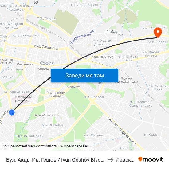 Бул. Акад. Ив. Гешов / Ivan Geshov Blvd. (0270) to Левски Б map