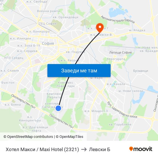 Хотел Макси / Maxi Hotel (2321) to Левски Б map