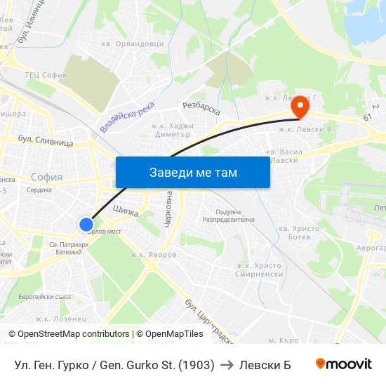 Ул. Ген. Гурко / Gen. Gurko St. (1903) to Левски Б map