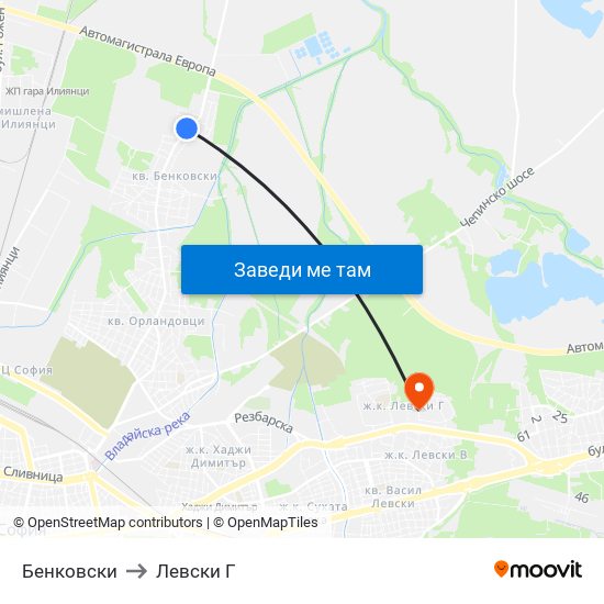 Бенковски to Левски Г map