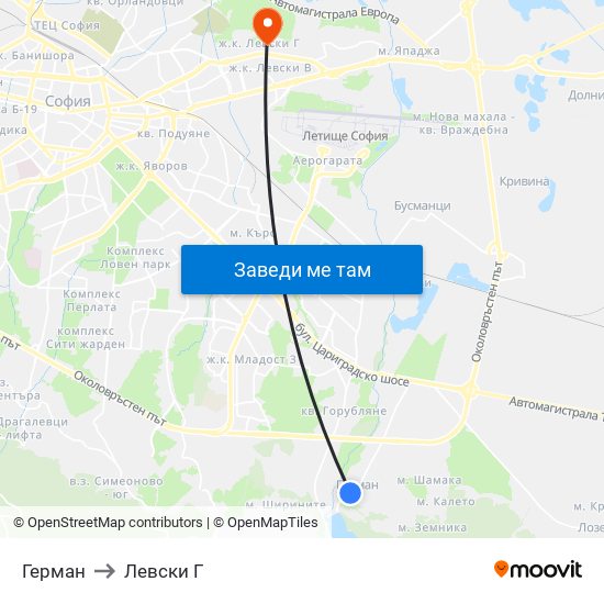 Герман to Левски Г map