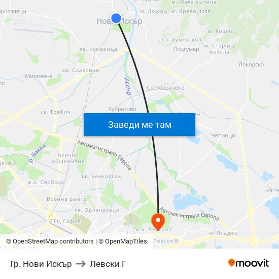 Гр. Нови Искър to Левски Г map