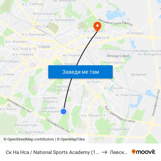Ск На Нса / National Sports Academy (1609) to Левски Г map