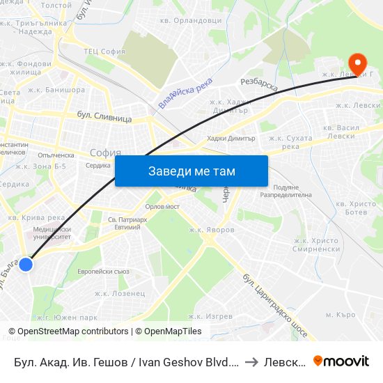 Бул. Акад. Ив. Гешов / Ivan Geshov Blvd. (0270) to Левски Г map