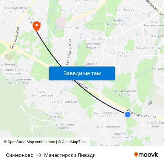 Симеоново to Манастирски Ливади map