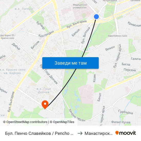 Бул. Пенчо Славейков / Pencho Slaveykov Blvd. (0356) to Манастирски Ливади map