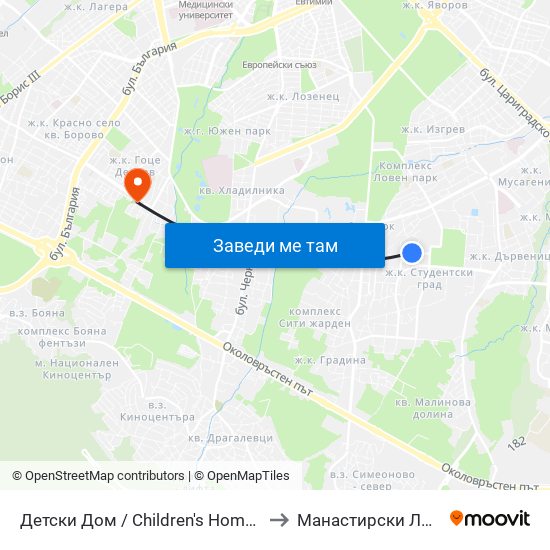 Детски Дом / Children's Home (0530) to Манастирски Ливади map