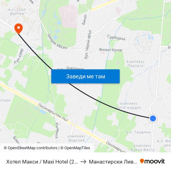 Хотел Макси / Maxi Hotel (2321) to Манастирски Ливади map