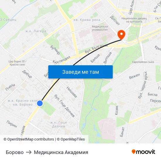 Борово to Медицинска Академия map
