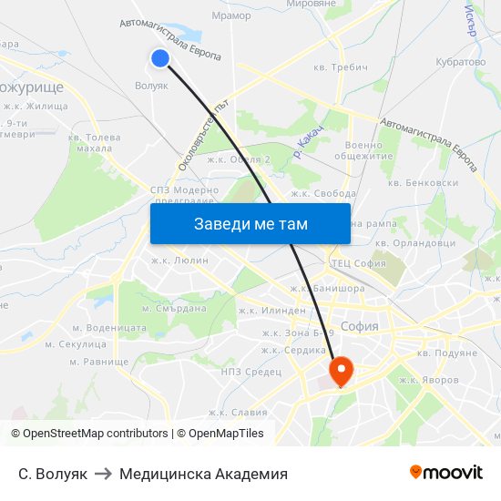 С. Волуяк to Медицинска Академия map