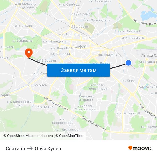 Слатина to Овча Купел map