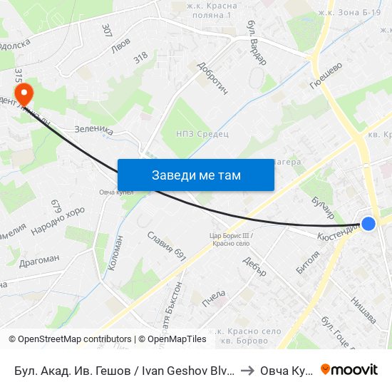 Бул. Акад. Ив. Гешов / Ivan Geshov Blvd. (0275) to Овча Купел map