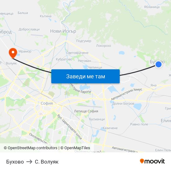 Бухово to С. Волуяк map