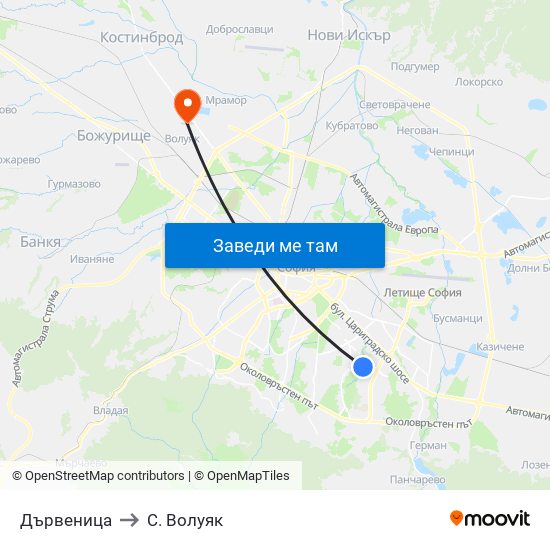 Дървеница to С. Волуяк map