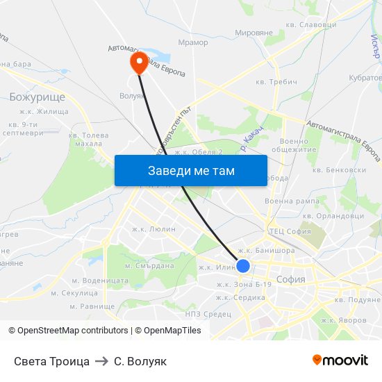 Света Троица to С. Волуяк map