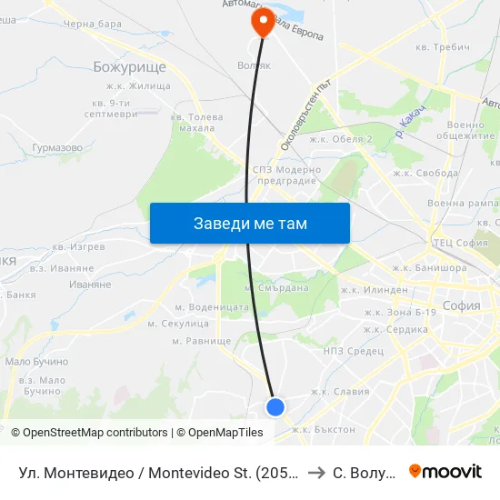Ул. Монтевидео / Montevideo St. (2050) to С. Волуяк map