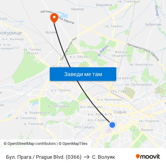 Бул. Прага / Prague Blvd. (0366) to С. Волуяк map