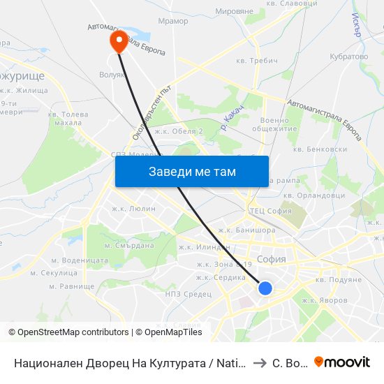 Национален Дворец На Културата / National Palace Of Culture to С. Волуяк map